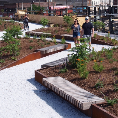 Straatmeubilair - Boomeiland - CorTen Hout, Philadelphia (VS)